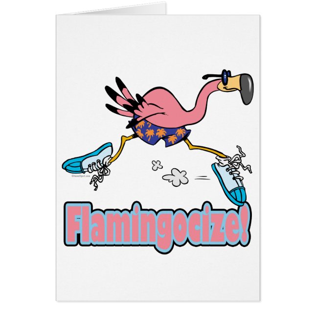 Cartão desenho animado flamingocize corrida flamingo (Frente)