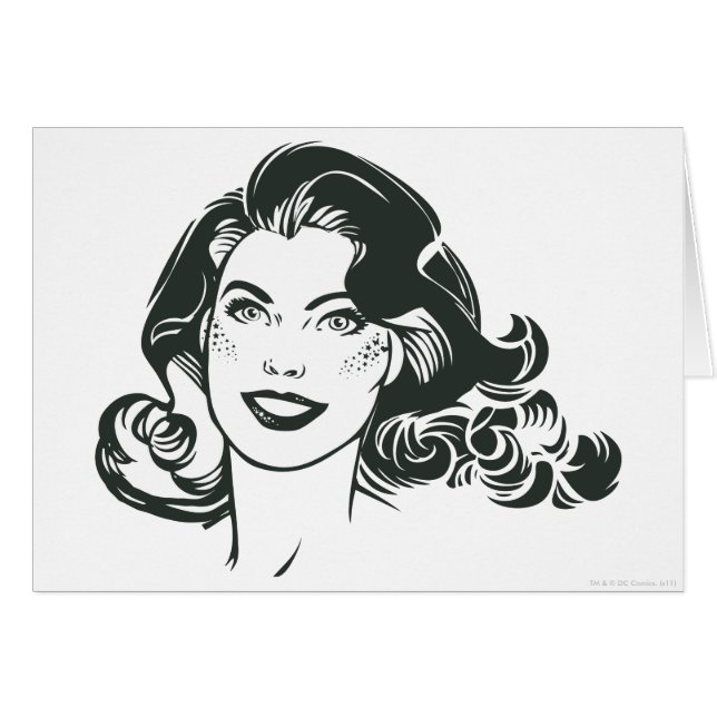 Cartão Desenho branco e preto da supermenina 2 (Frente Horizontal)