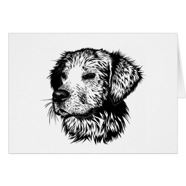 Cartão Desenho da Cabeça Canina (Frente horizontal)