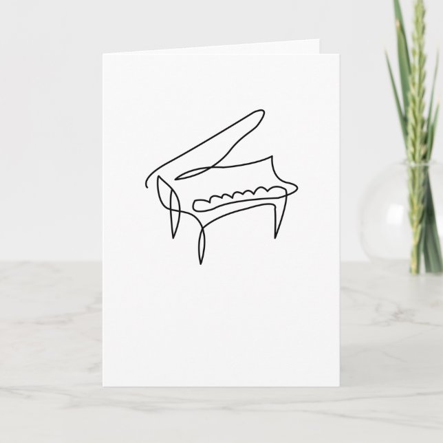Cartão Desenho da Linha de Solteiro Piano Grande Piano (Frente)