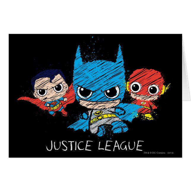 Cartão Desenho da Mini Justice League (Frente Horizontal)