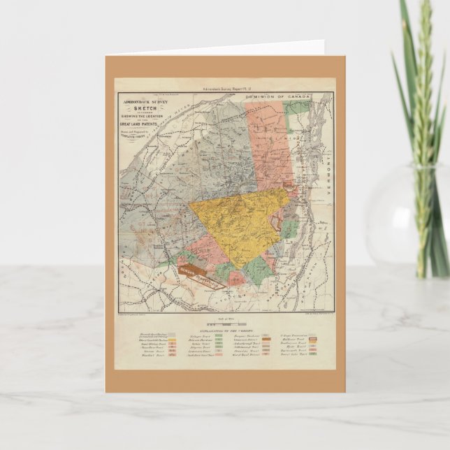 Cartão Desenho da pesquisa do Adirondack - Mapa Colvin do (Frente)