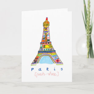 Cartão Desenho da ponta de feltro de Paris
