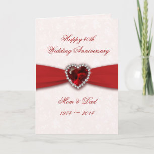 Cartão Desenho de Aniversário de Casamento de 40 anos Dam