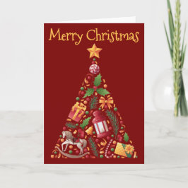 Cartão desenho de árvore de Natal com saudação - em branc