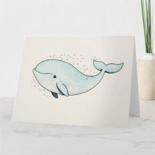 Cartão Desenho de Baleia de Desenho Animado Fofo