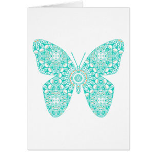 Cartão Desenho de Borboleta Mandala Turquesa