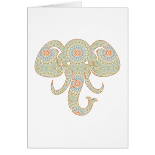 Cartão Desenho de Cabeça de Elefante Mandala