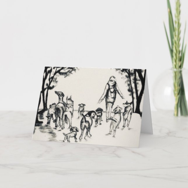 Cartão Desenho De Carvões Cachorros Walker (Frente)