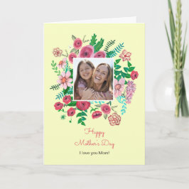 Cartão Desenho de dia de as mães amarelo floral