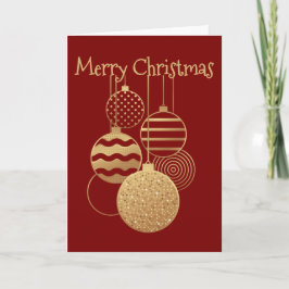 Cartão desenho de enfeite de Natal com cumprimento vermel