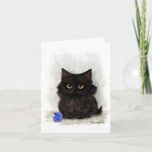 Cartão Desenho de gatinho preto