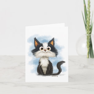 Cartão Desenho de Gato de Smoking Fofo