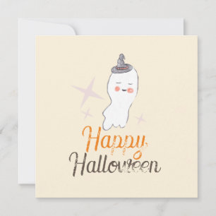 Cartão Desenho de Halloween com Fantasma Retro