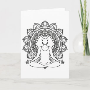 Cartão Desenho de Mindfulness da Pose de Meditação de Yog