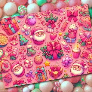 Cartão Desenho de Motifs de Natal Rosa