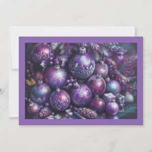 Cartão Desenho de Natal com Motivo de Pastel Duro Roxo