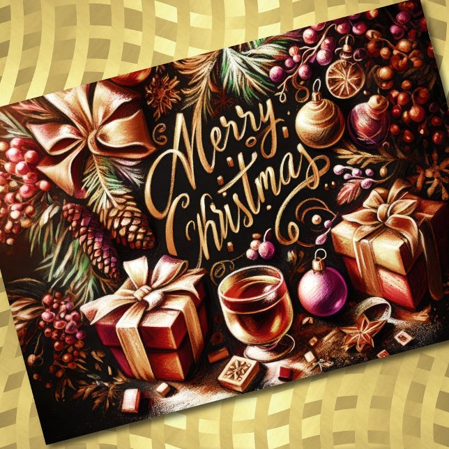 Cartão Desenho de Pastel de Whimsical de Natal (Criador carregado)