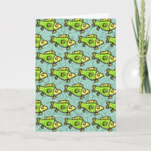 Desenho de Peixe Verde de Desenho Animado Engraçad