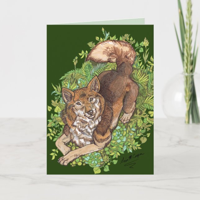 Cartão Desenho de Rouco amarelo e folhagem (Frente)