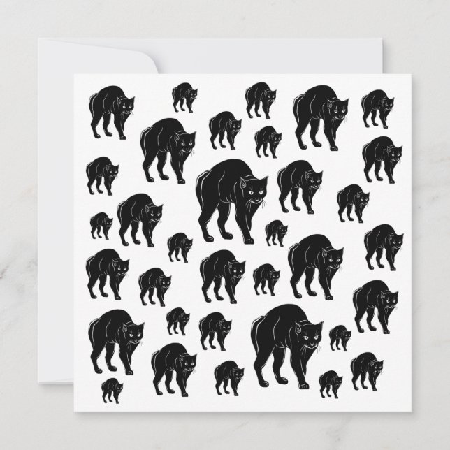 Cartão Desenho de Silhueta Preta de Vento Halloween (Frente)