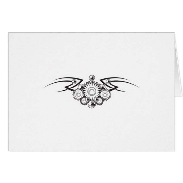 Cartão Desenho de Tatuagem de Flor Asteca (Frente Horizontal)