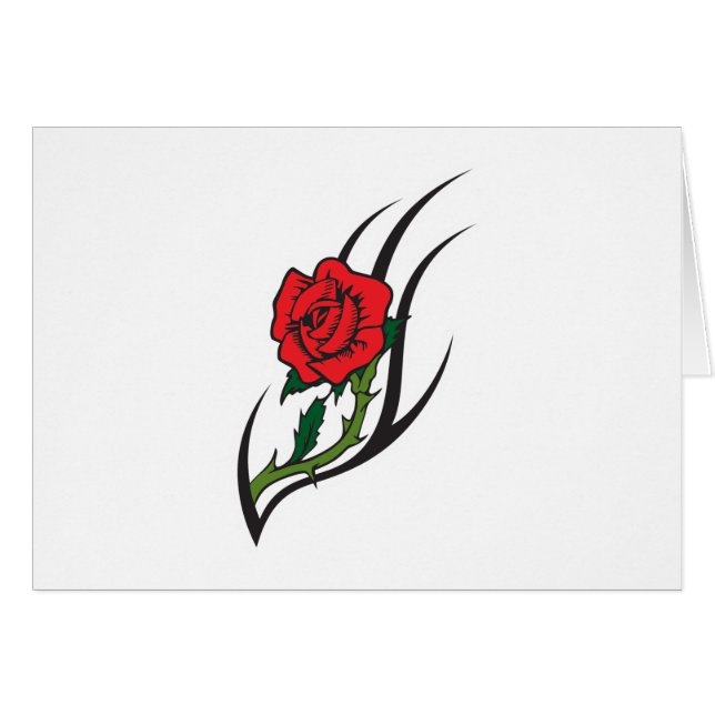 Cartão Desenho de Tatuagem de Rosa (Frente Horizontal)