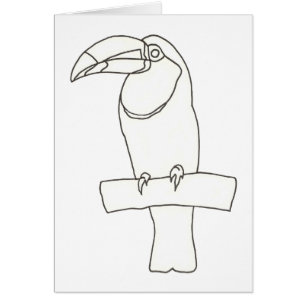 Cartão Desenho de um pássaro tucano em placas de galho