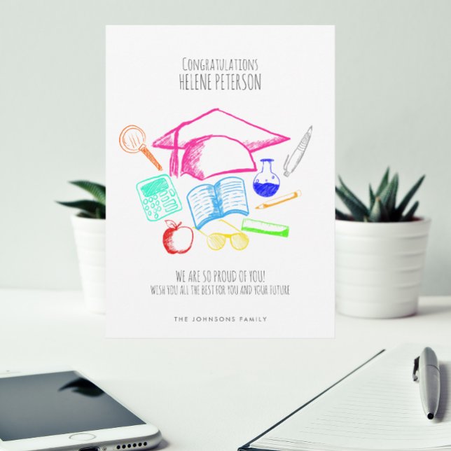 Cartão Desenho Desenho Desenho Junto Graduação De Chapéu  (Criador carregado)