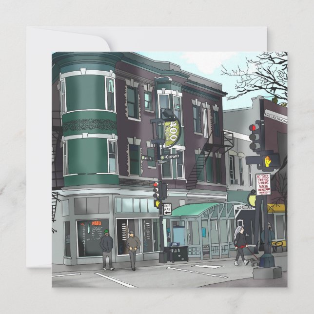 Cartão Desenho do Centro Madison, Wisconsin (Frente)