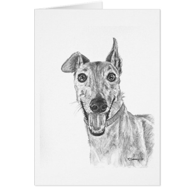 Cartão Desenho do close up do galgo (Frente)