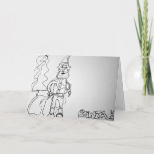 Cartão Desenho do Contorno de Papai Noel