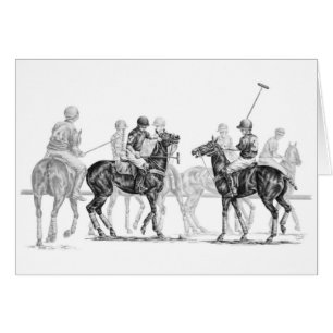 Cartão Desenho do fósforo do cavalo do polo pela cisne de