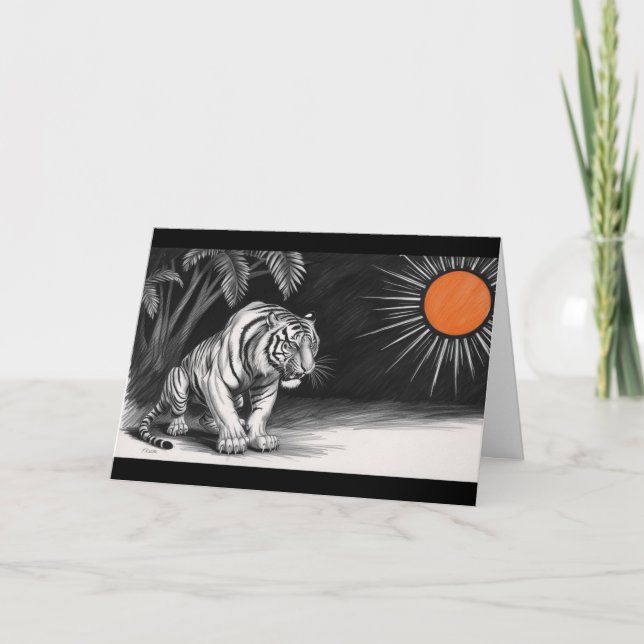 Cartão Desenho do Lápis do Tiger (Frente)