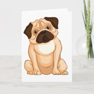 Cartão Desenho do Pug Mal-humorado