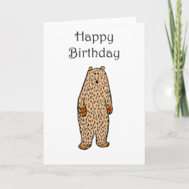 Cartão Desenho do Urso Marrom, feliz aniversário.