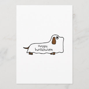 Cartão Desenho engraçado do fantasma de Dachshund Hallowe