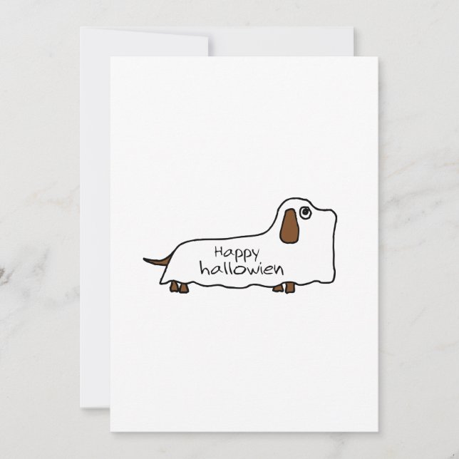 Cartão Desenho engraçado do fantasma de Dachshund Hallowe (Frente)