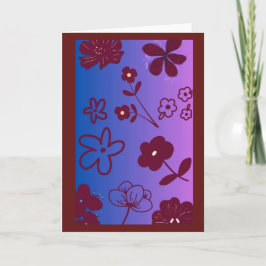 Cartão Desenho Floral Roxo Azul e Borgonha