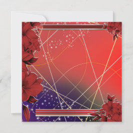 Cartão Desenho Floral Vermelho Quadrado Plano