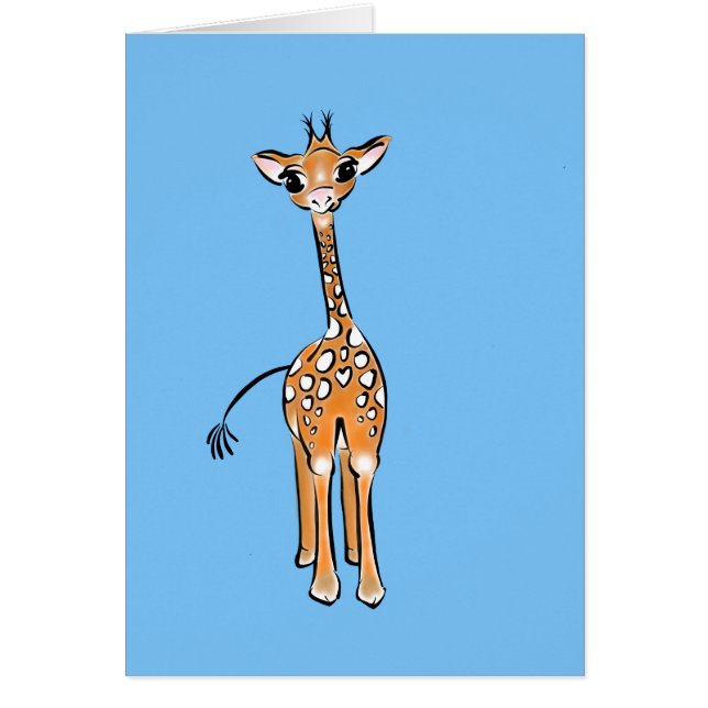 Cartão Desenho girafa bonito, animais safari (Frente)