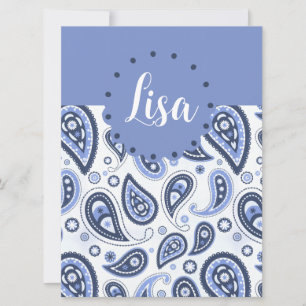 Cartão Desenho Intrincado de Estampa Paisley Floral Azul