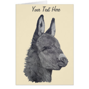 Cartão desenho original semelhante à vida de burro fofo