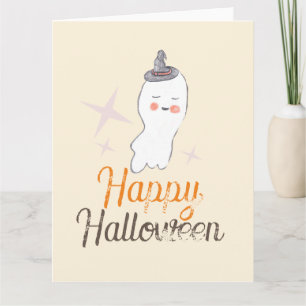 Cartão Desenho Retro de Fantasma para Halloween 