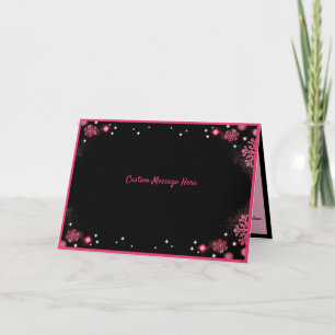 Cartão Desenho Romântico de Floco de Neve Preto e Rosa
