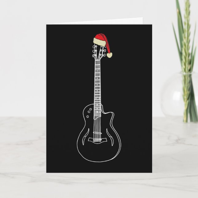 Cartão Desenho simples da guitarra de Natal (Frente)