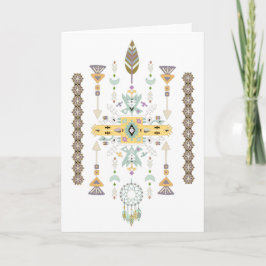 Cartão Desenho tribal amarelo e verde