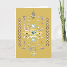 Cartão Desenho tribal amarelo e verde