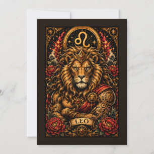 Cartão Desenho zodiacal Leo Masculino Celestial