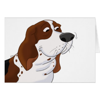 Cartão Desenhos animados Basset Hound Sniffing